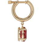 Alexander McQueen Gold and Red Hoop Screw Earring