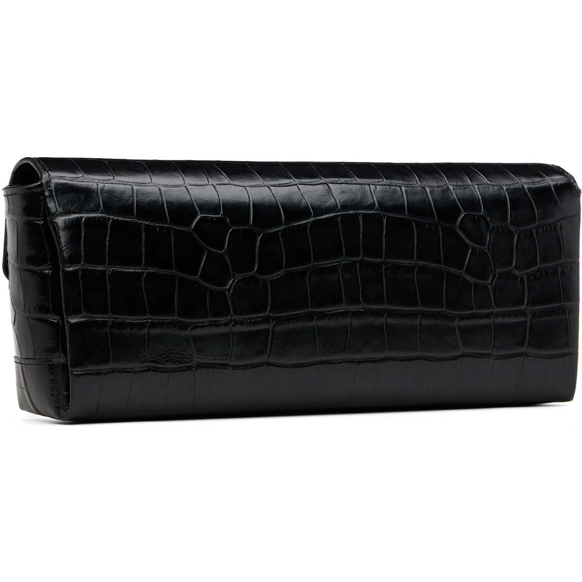 TOTEME Black Soft Croco-Embossed T Clutch