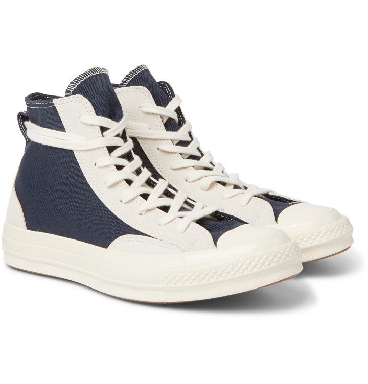 Photo: Converse - Chuck 70 Final Club Suede-Panelled Organic Canvas High-Top Sneakers - Blue
