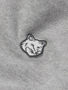 Maison Kitsuné - Logo-Embroidered Cotton-Jersey Hoodie - Gray