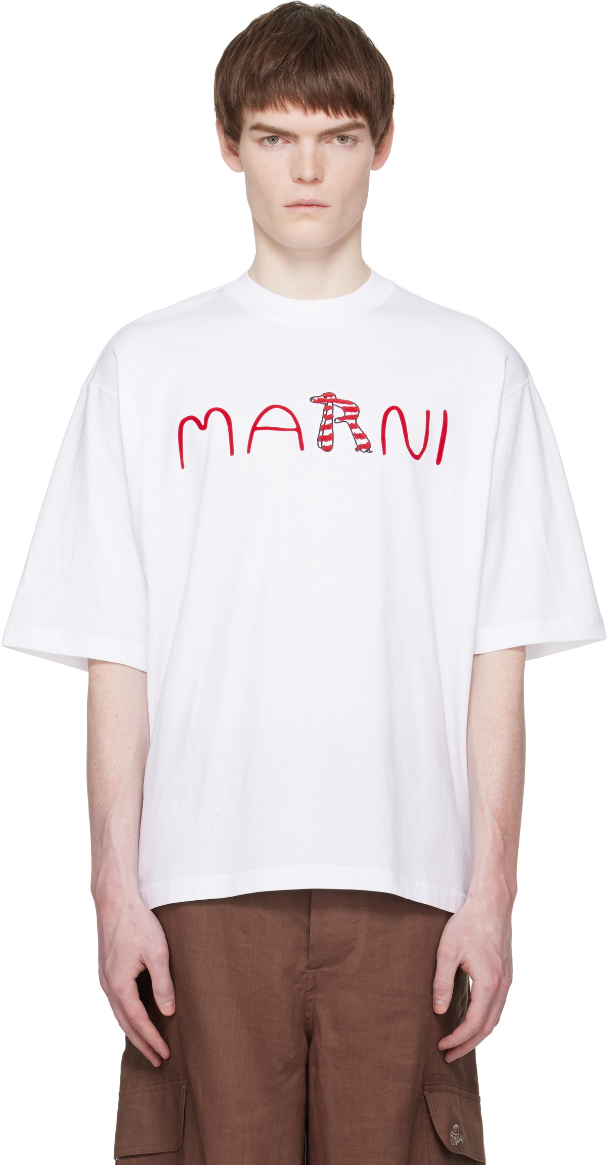 Marni - Logo-Print Cotton-Jersey T-Shirt - White Marni