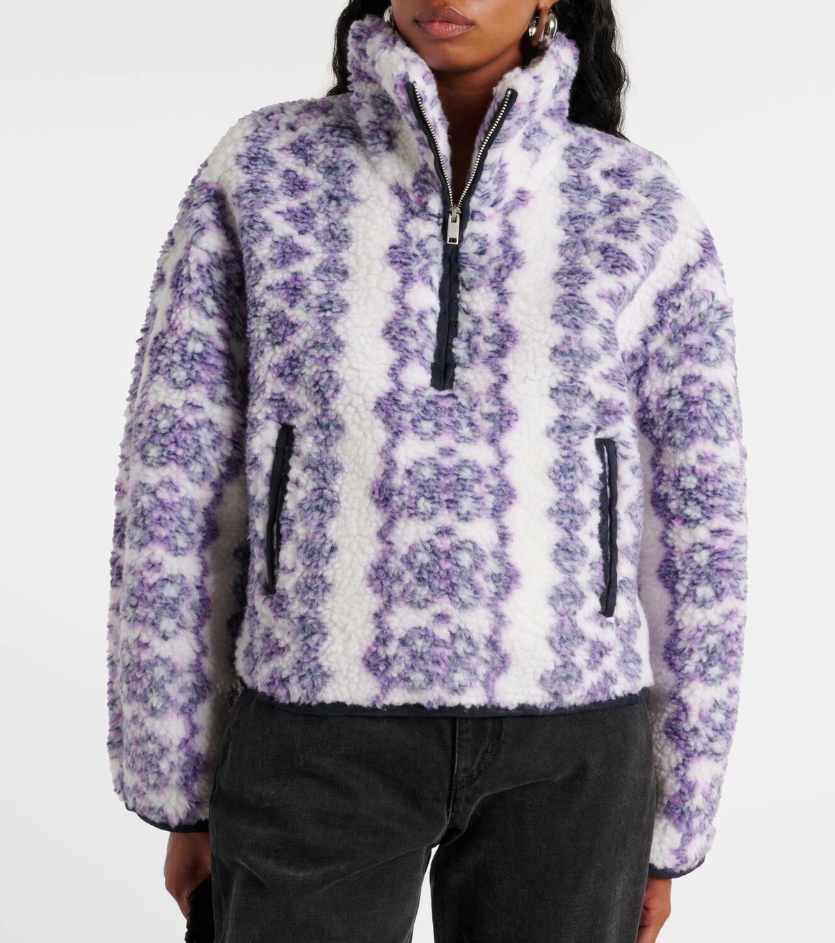 Marant Etoile Marie printed teddy half-zip sweater Isabel Marant