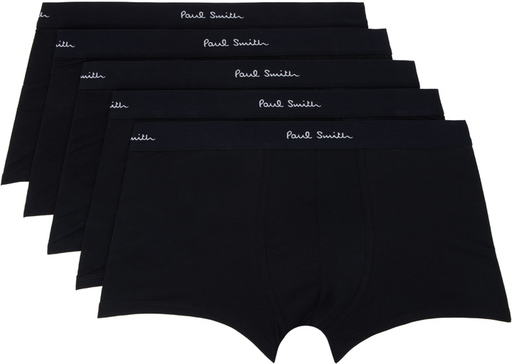 Photo: Paul Smith Five-Pack Black Organic Cotton Boxer Briefs