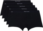 Paul Smith Five-Pack Black Organic Cotton Boxer Briefs