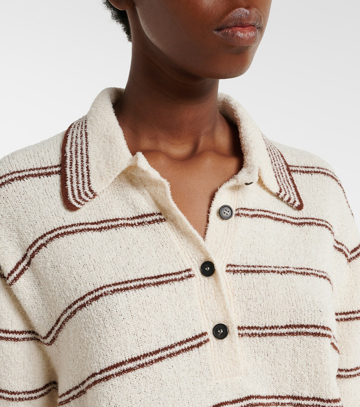 Róhe Striped cotton-blend polo shirt