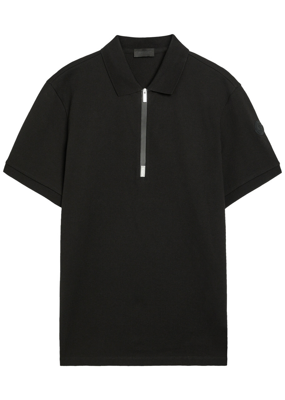 Moncler Half-zip Piqué Cotton Shirt Black