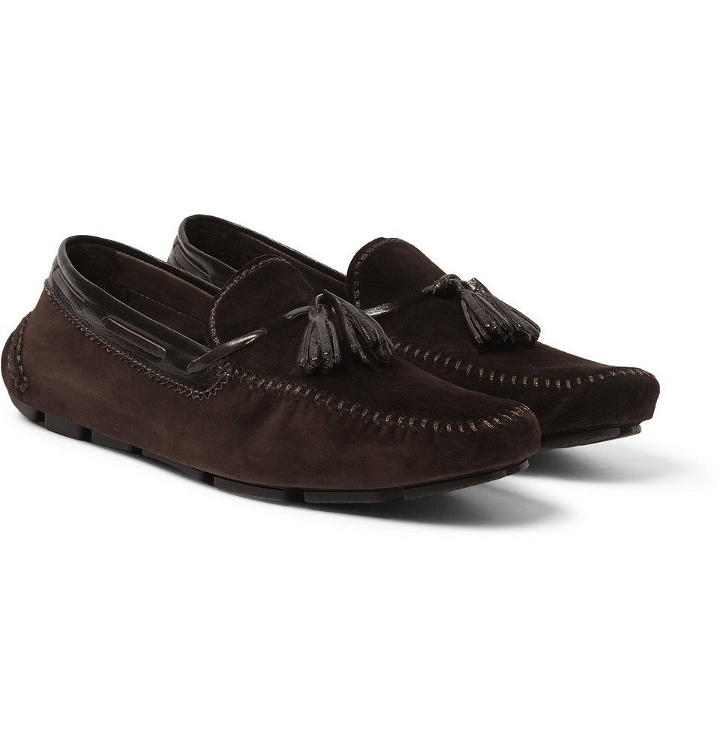 Photo: Berluti - Polished Leather-Trimmed Suede Loafers - Men - Brown