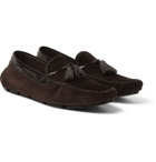 Berluti - Polished Leather-Trimmed Suede Loafers - Men - Brown