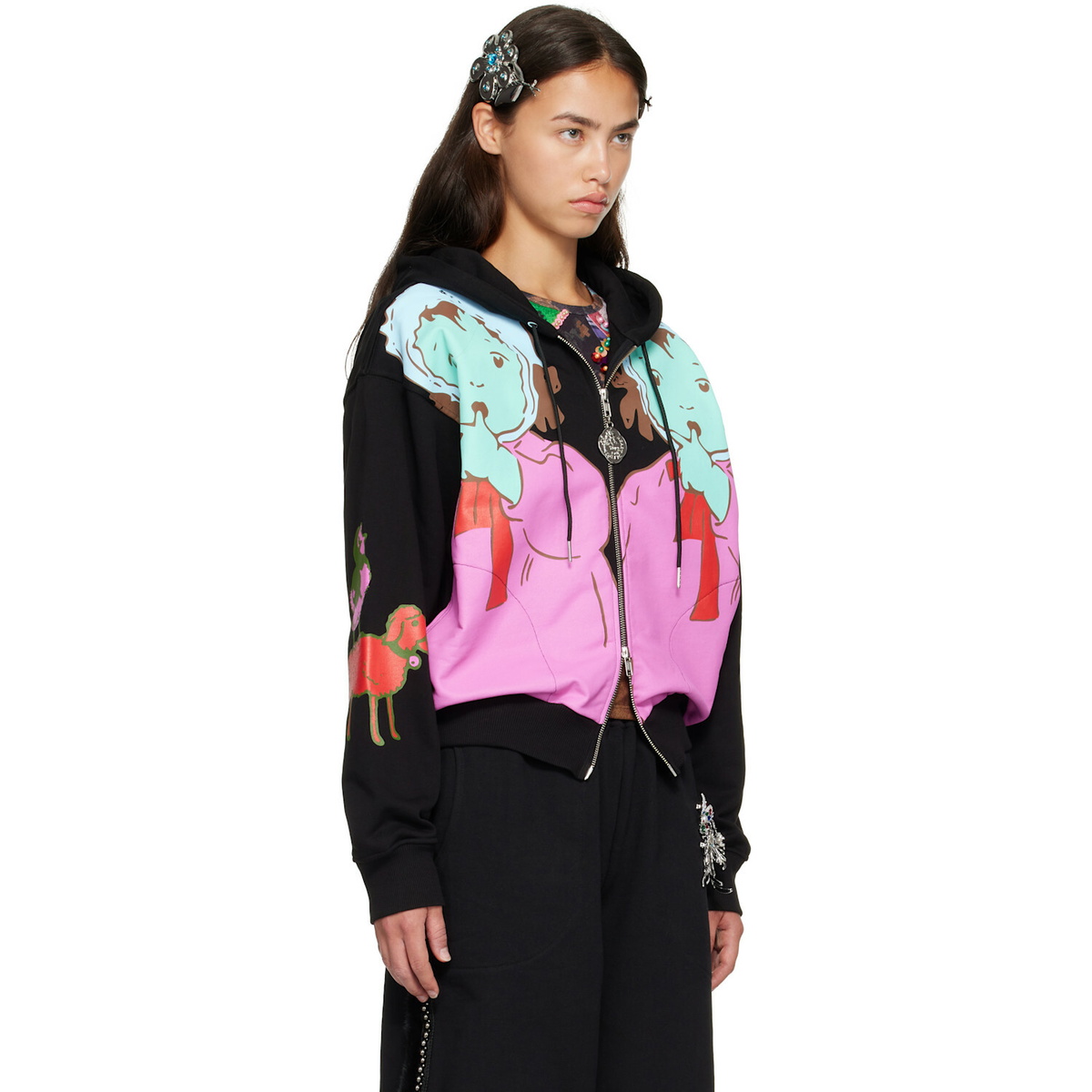 Chopova Lowena Black Double Woody Baby Zip Hoodie