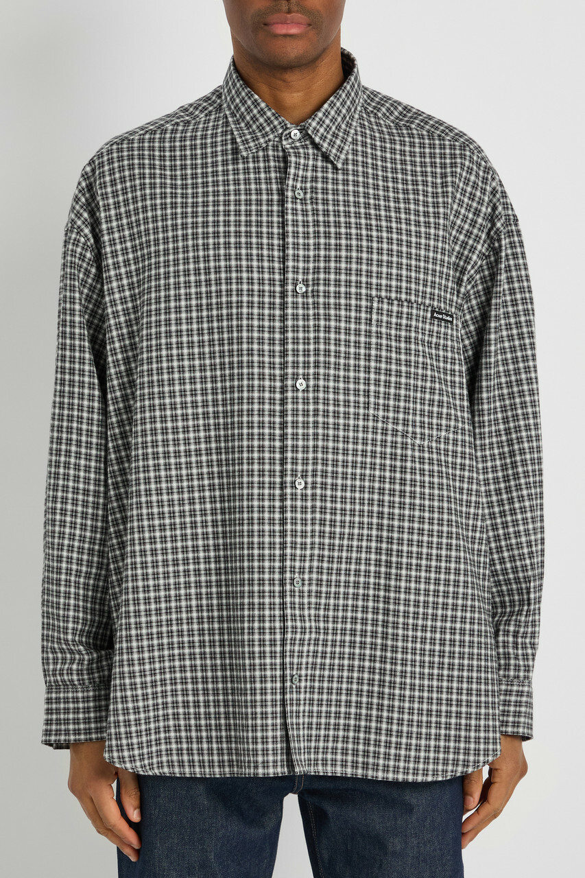 Acne Studios Plaid Cotton Shirt Black And White