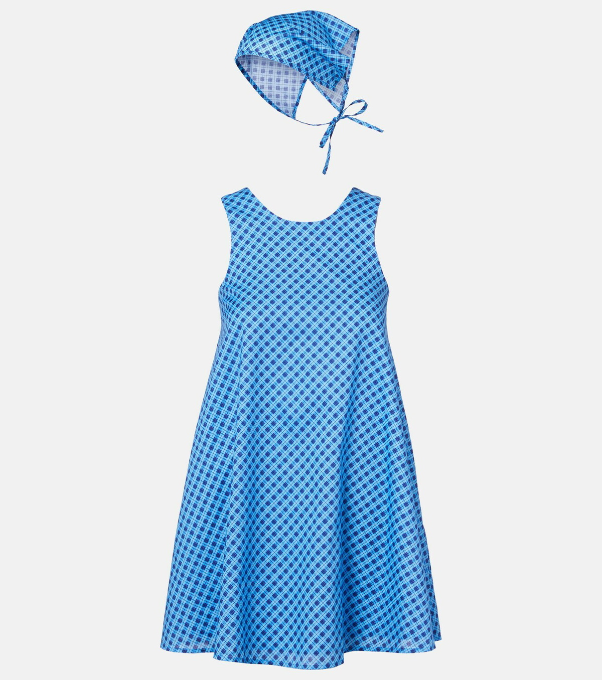 Montce Betsie plaid cotton minidress and scarf set