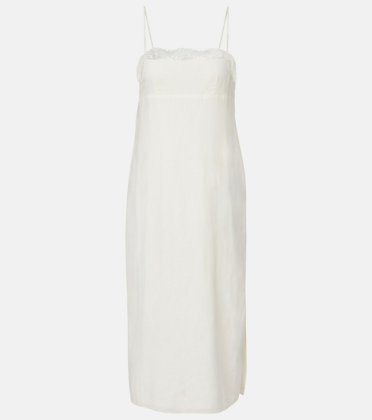 Posse Darya embroidered linen and cotton midi dress
