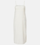 Posse Darya embroidered linen and cotton midi dress