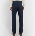 Zanella - Navy Newton Slim-Fit Pleated Herringbone Cotton and Linen-Blend Trousers - Blue