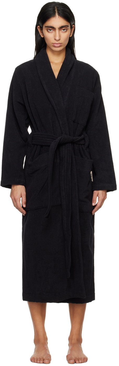 Tekla Black Classic Bathrobe Tekla Fabrics