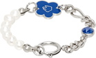 IN GOLD WE TRUST PARIS SSENSE Exclusive Silver Flower & Pearl Bracelet