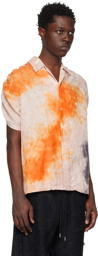 VEIN Orange Open Collar Shirt