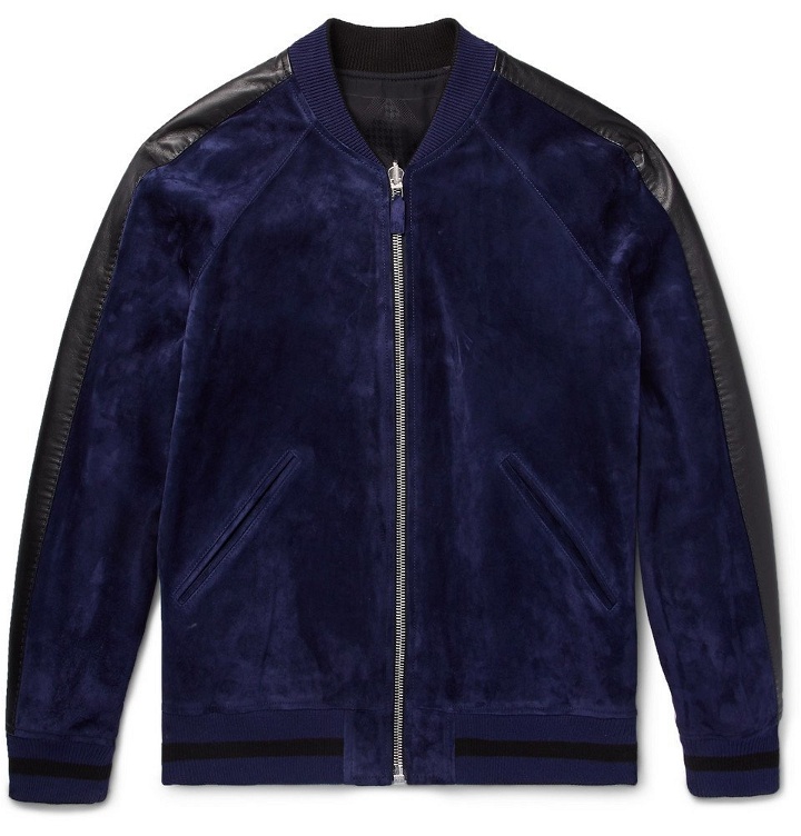 Photo: Berluti - Reversible Leather-Trimmed Suede and Jacquard Bomber Jacket - Men - Navy