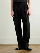 Jacquemus - Croisière Tapered Pleated Cotton Trousers - Black