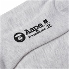 Men's AAPE College Sports Sock in Heather White