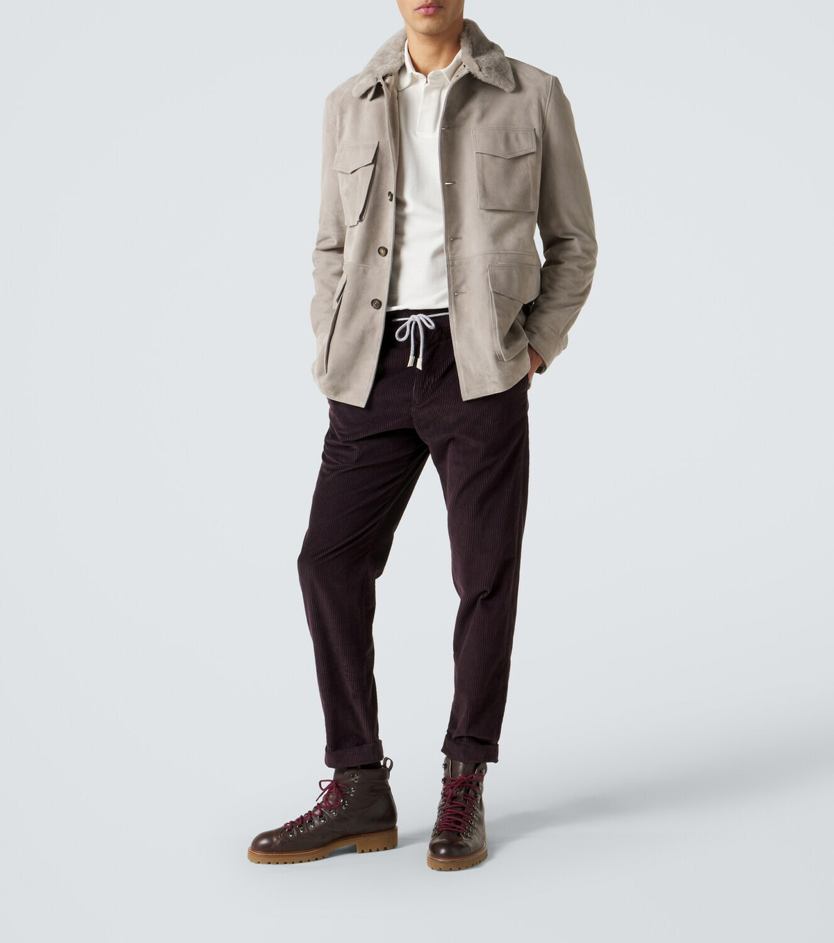 Eleventy Cotton and cashmere corduroy slim pants