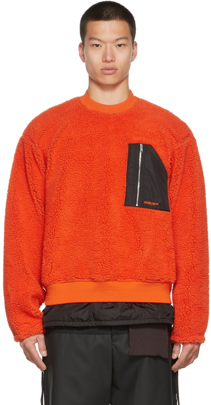 Photo: AMBUSH Orange Wool Fleece Sweatshirt