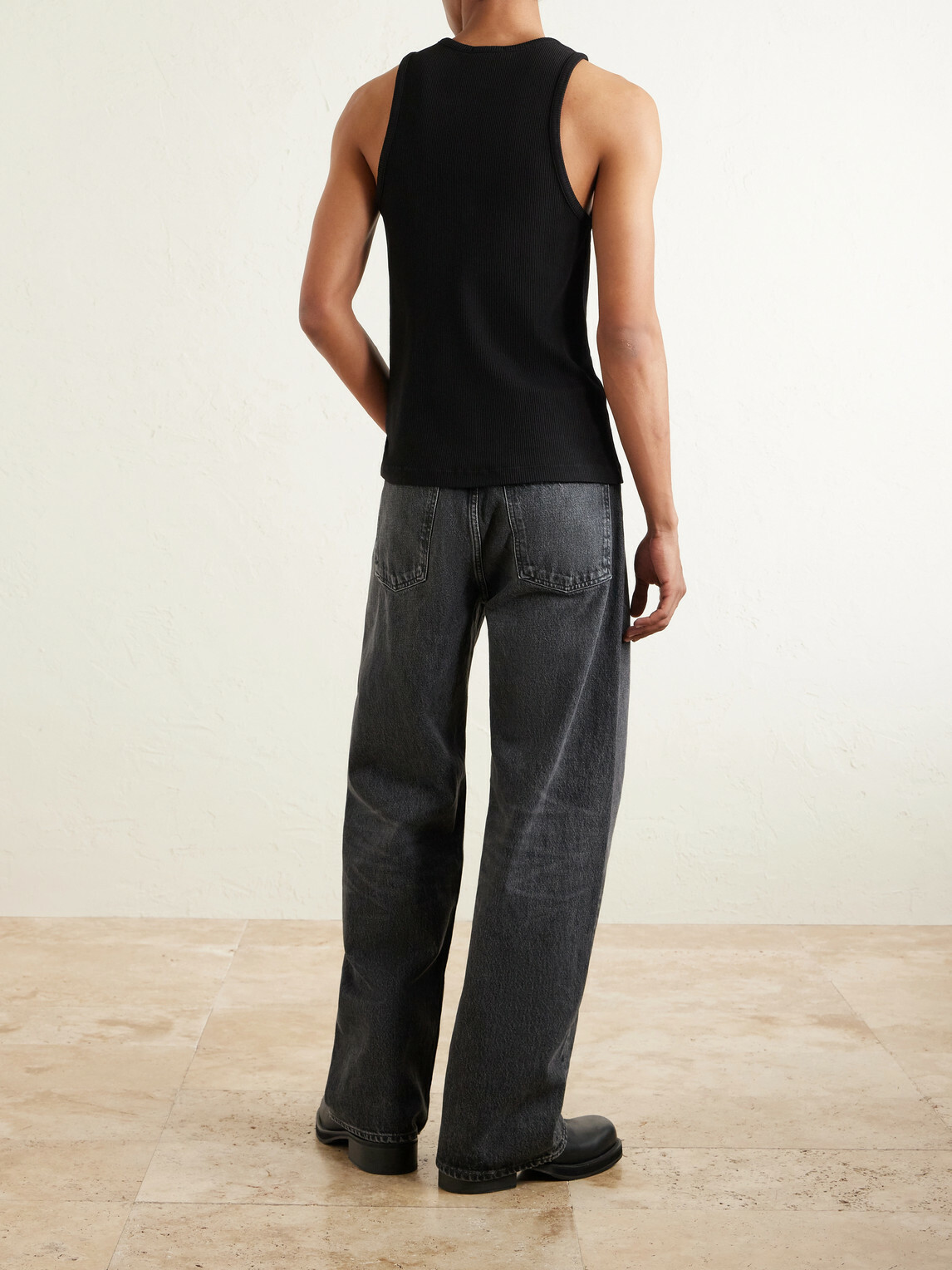 AGOLDE - Viggo Ribbed Stretch Organic Cotton and TENCEL™ Lyocell-Blend Tank Top - Black