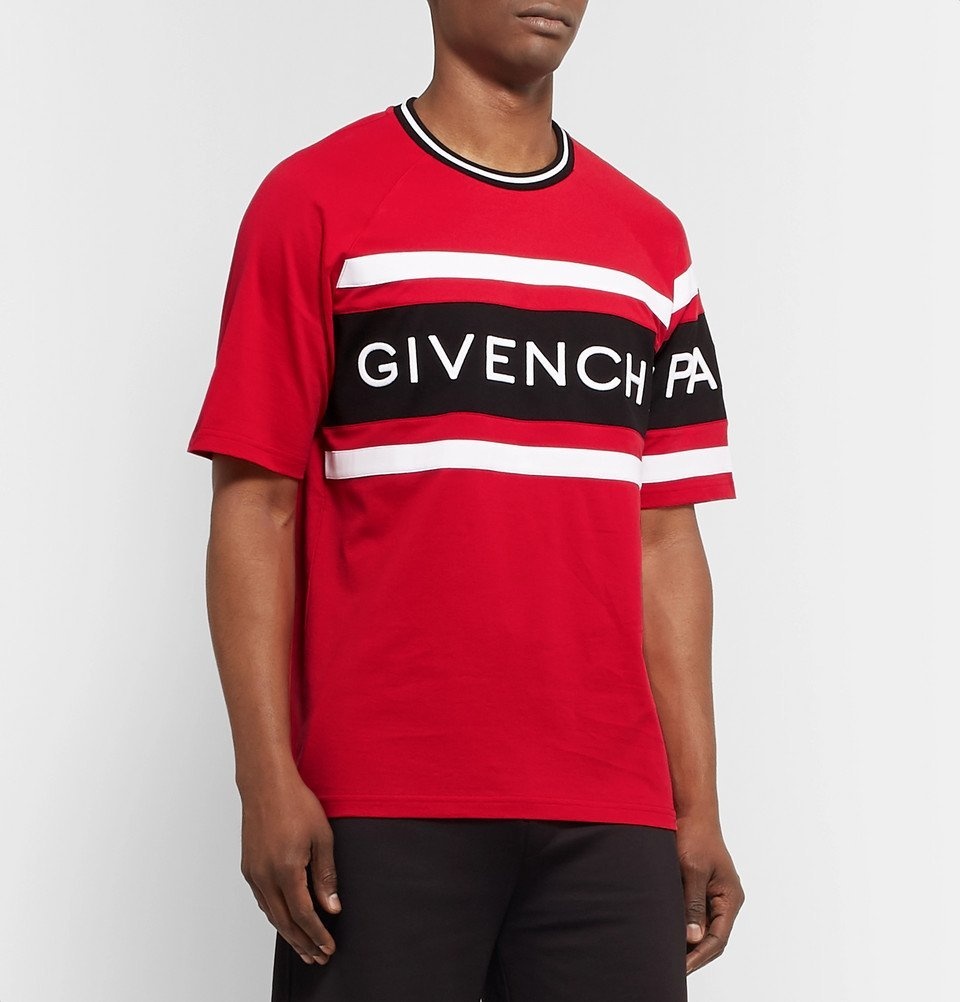 Gentagen undertrykkeren automat Givenchy - Slim-Fit Logo-Embroidered Striped Cotton-Jersey T-Shirt - Red  Givenchy