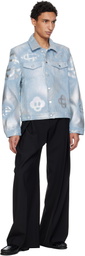 Casablanca Blue Pearlescent Monogram Denim Jacket