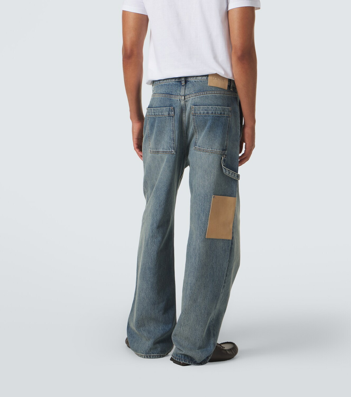 Loewe Suede-trimmed straight jeans
