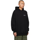 Balenciaga Black Embroidered Logo Large Fit Hoodie