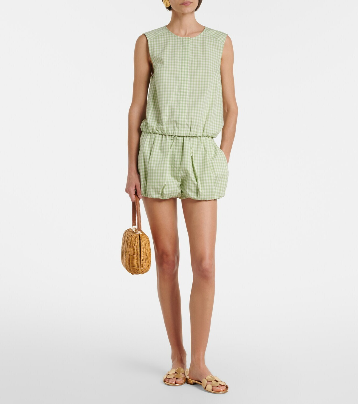 Simkhai Gingham cotton-blend shorts