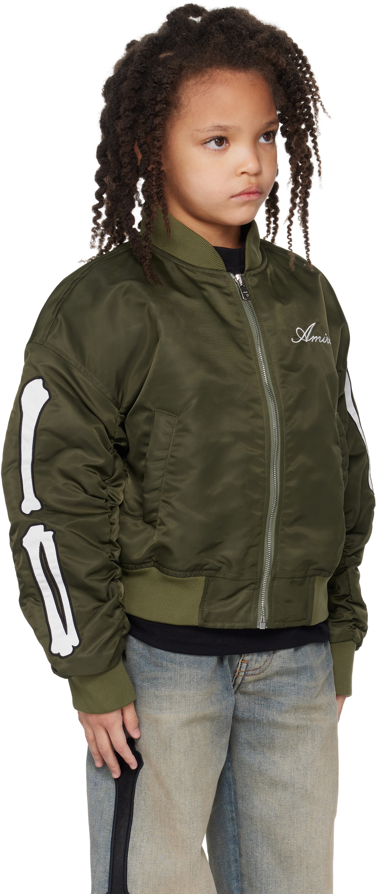 AMIRI Kids Khaki Bones Bomber Jacket