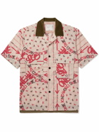 Sacai - Eric Haze Velvet-Trimmed Printed Poplin Shirt - Pink