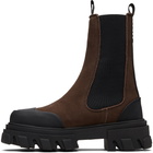 GANNI Brown Cleated Mid Chelsea Boots