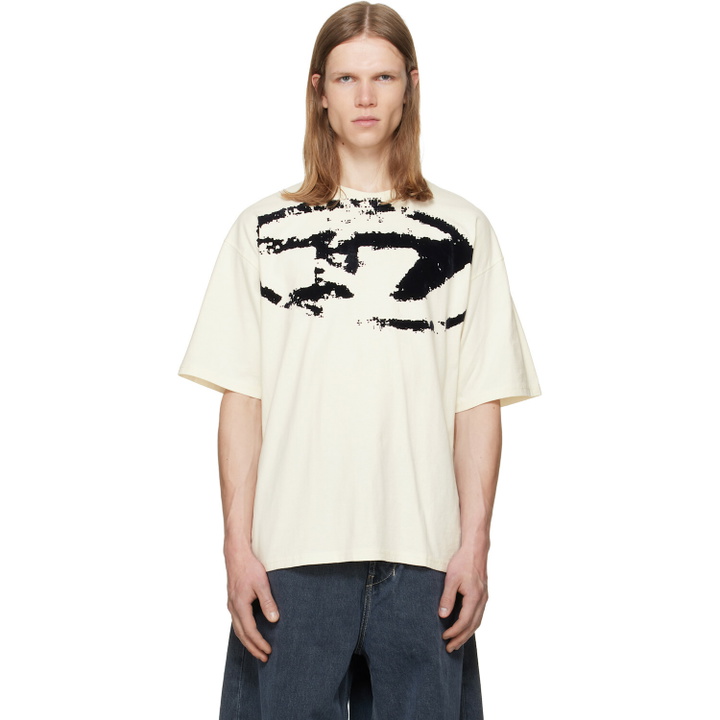Photo: Diesel Off-White Distressed Flocked Logo T-shirt