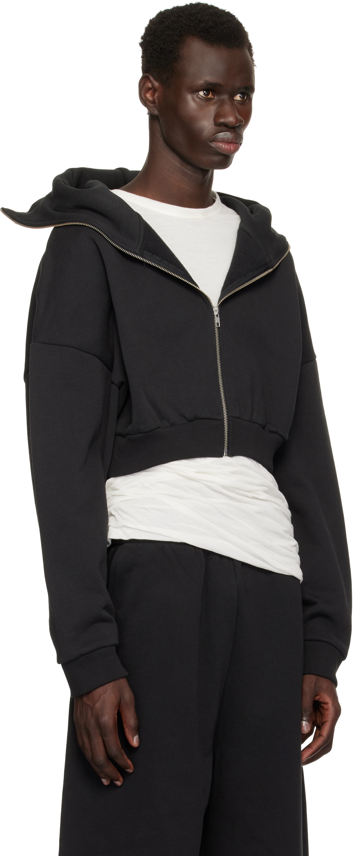 Entire Studios Black Cropped Full Zip Hoodie Entire Studios