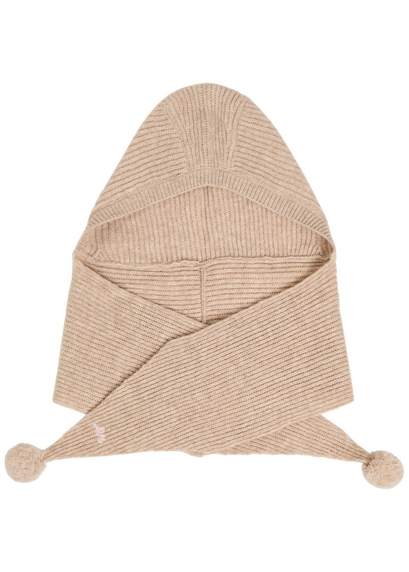 Photo: Damson Madder Pom-pom Knit Hood - Beige - One Size
