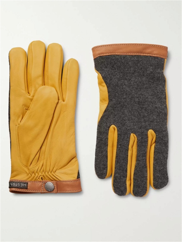 Photo: HESTRA - Tricot-Knit and Leather Gloves - Yellow