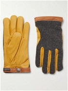 HESTRA - Tricot-Knit and Leather Gloves - Yellow