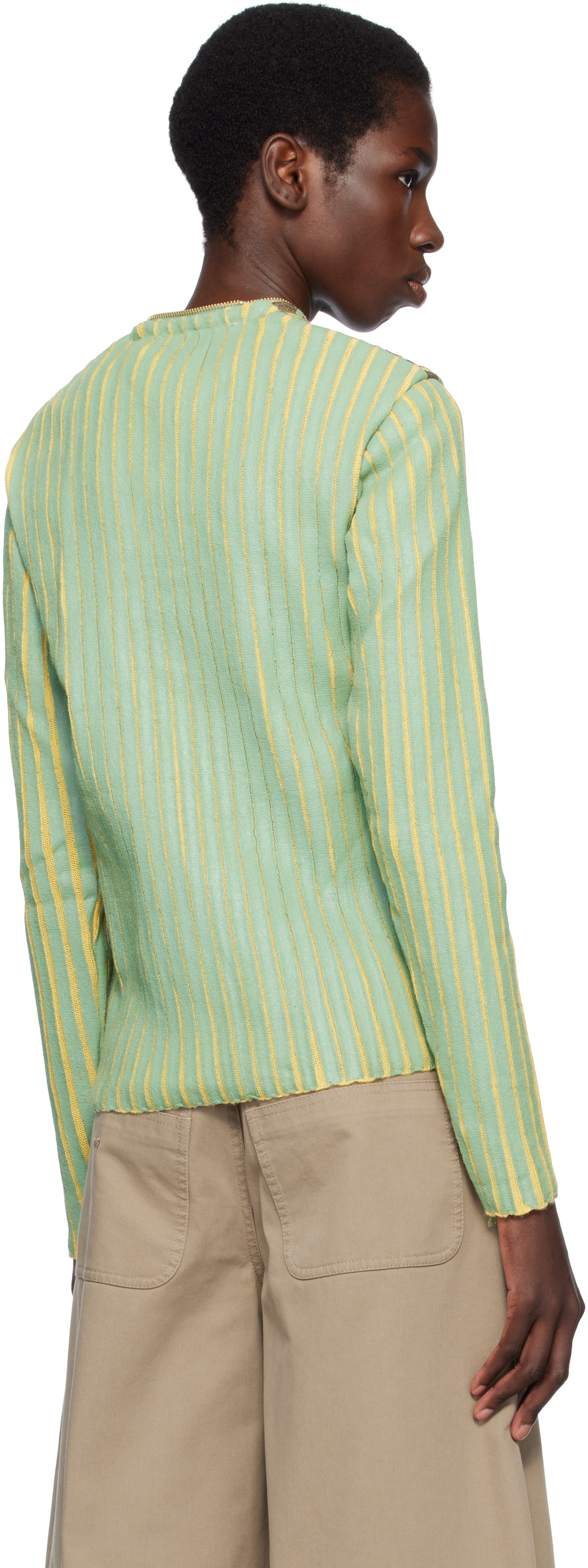 Stanley Raffington Green & Yellow Plated Knit Jacket