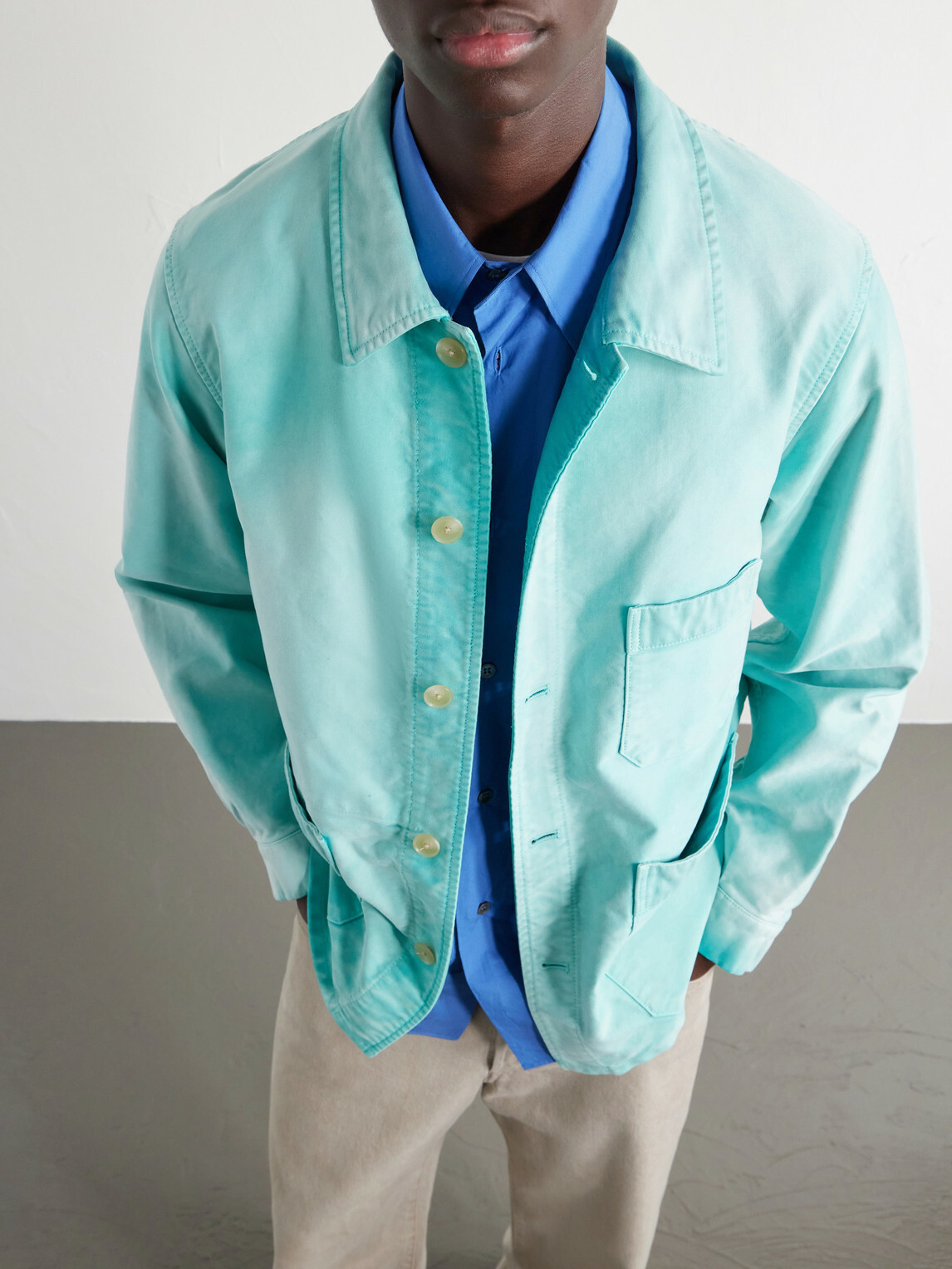 Auralee - Garment-Dyed Cotton-Moleskin Blouson Jacket - Blue