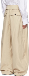 EGONlab Beige Belted Trench Trousers.