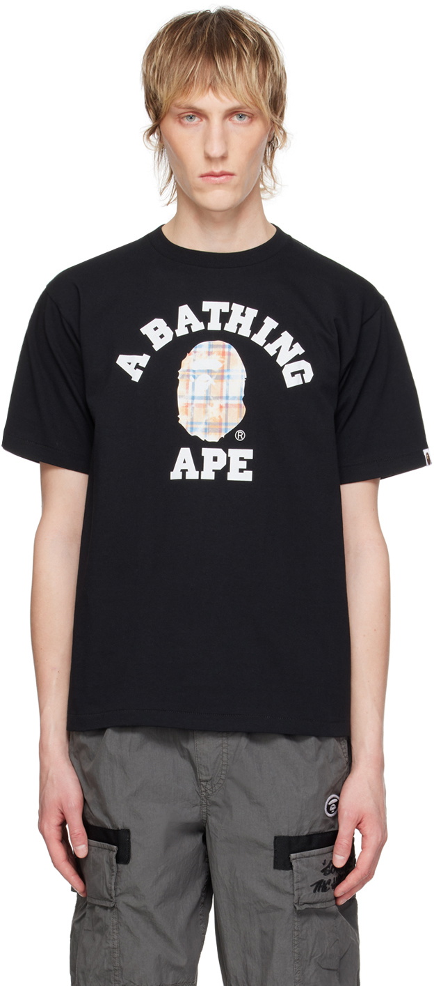 【コンビニ受取対応商品】 T-Shirt College Check Bleached Black BAPE A Ape Bathing トップス