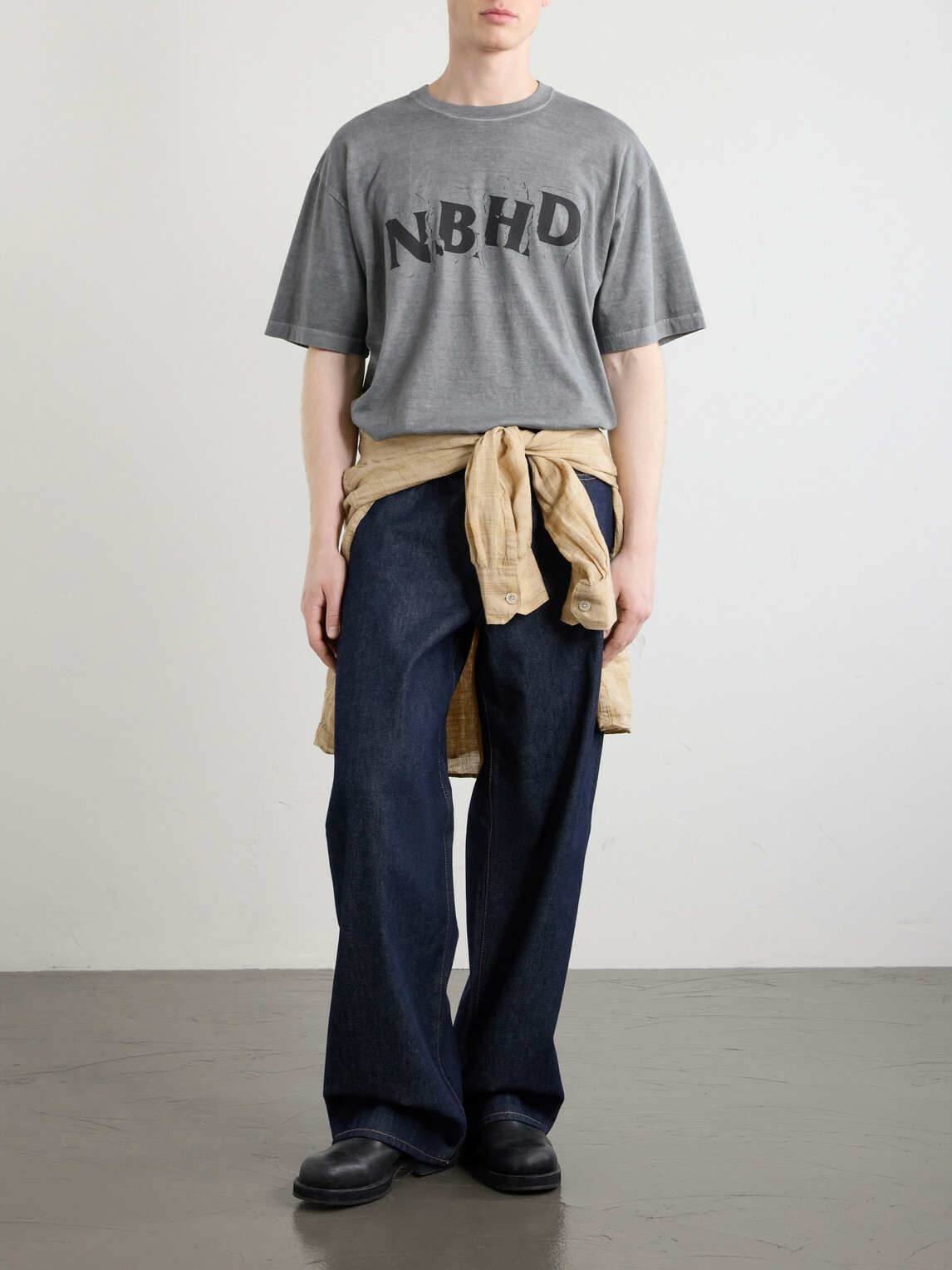 Neighborhood - Logo-Print Cotton-Jersey T-Shirt - Gray