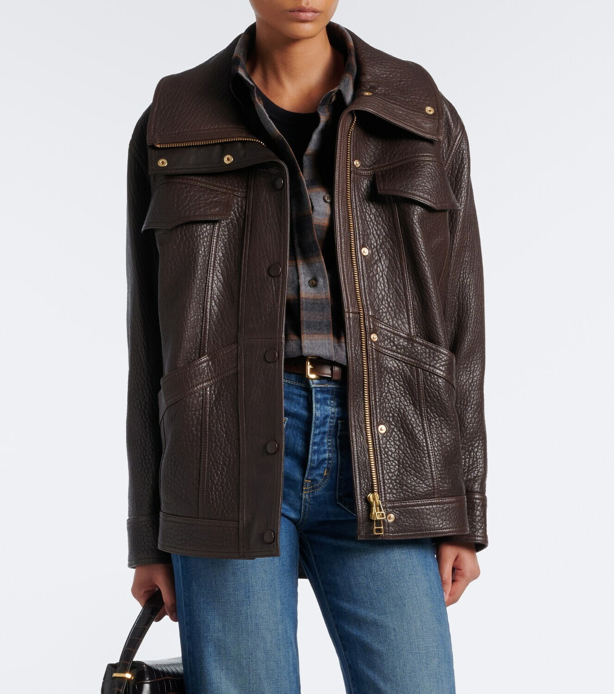 Veronica Beard Silversmith leather jacket