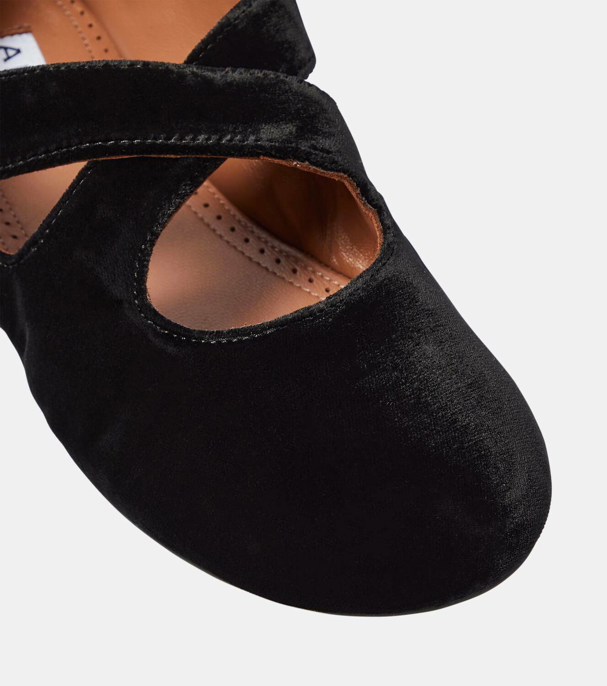 【ALAIA直営店】BALLERINES CRISS CROSS EN SUEDE CLOUTE Black Criss Cross studded suede ballet flats | ALAÏA | NET-A