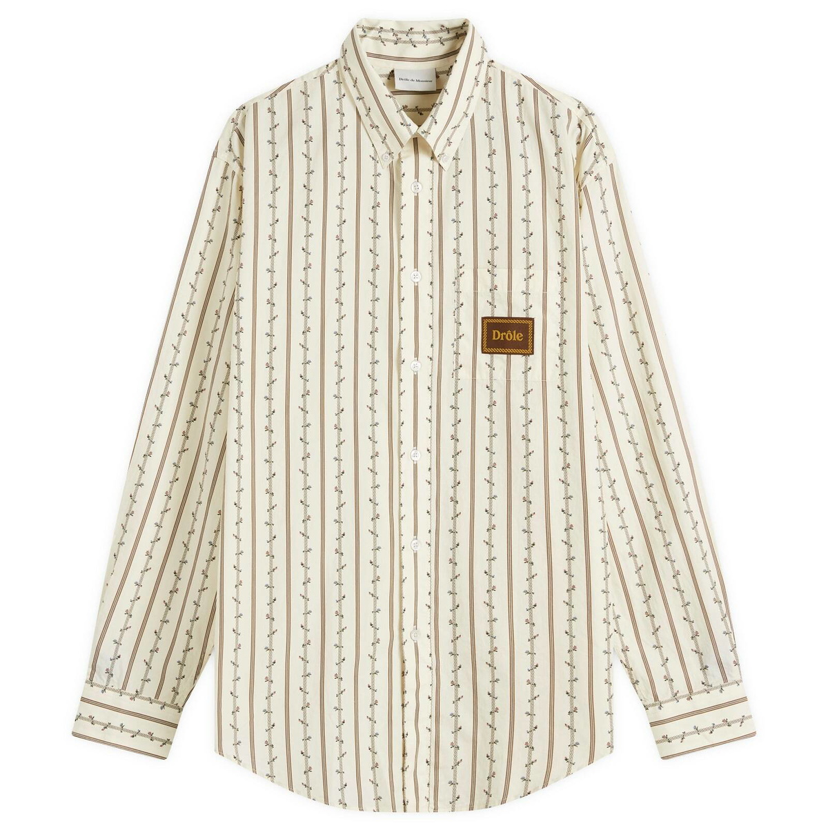 Drôle de Monsieur Men's Braided Flower Shirt in Ecru