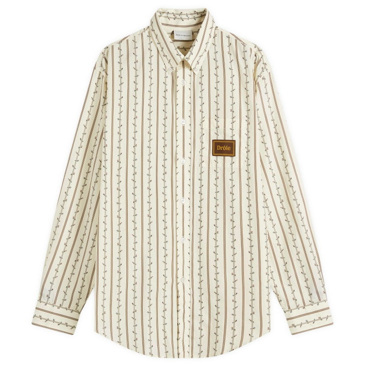 Photo: Drôle de Monsieur Men's Braided Flower Shirt in Ecru