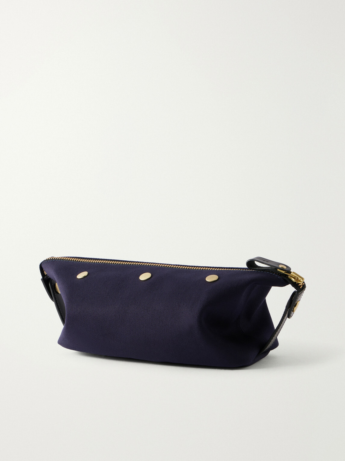 Bennett Winch - Leather-Trimmed Cotton-Twill Wash Bag - Blue